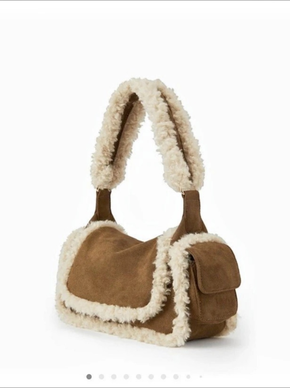 Cider Brown Fur Trim Shoulder Purse